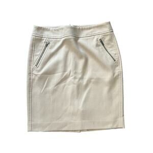 LOFT Ann Taylor Tan Short Skirt Zipped Pockets SZ 6P Petite